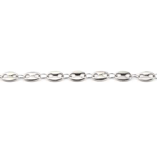 Picture of 304 Stainless Steel Stylish Bracelets Silver Tone Coffee Bean 18.5cm(7 2/8") long, 1 Piece