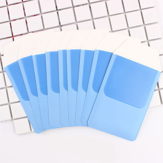 Picture of PVC Leak-Proof Pen Holder Pouch Pocket Protectors For Hospital School Office Blue Frosted 1 Piece
