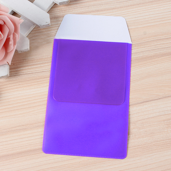 Picture of PVC Leak-Proof Pen Holder Pouch Pocket Protectors For Hospital School Office Purple Frosted 1 Piece