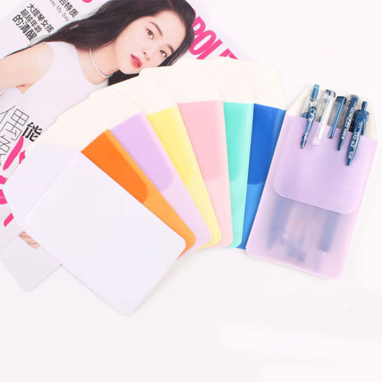 Picture of PVC Leak-Proof Pen Holder Pouch Pocket Protectors For Hospital School Office White Frosted 1 Piece