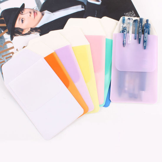 Picture of PVC Leak-Proof Pen Holder Pouch Pocket Protectors For Hospital School Office White Frosted 1 Piece
