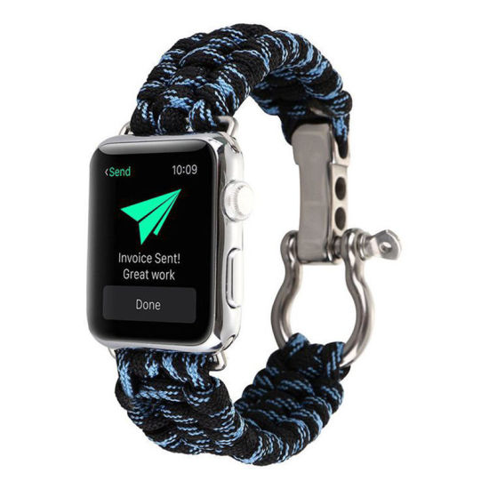Picture of Stainless Steel & Nylon For 38mm/40mm/42mm/44mm Apple iwatch Watch Bands For Watch Face Blue Black Camouflage 18cm - 16cm long, 1 Piece