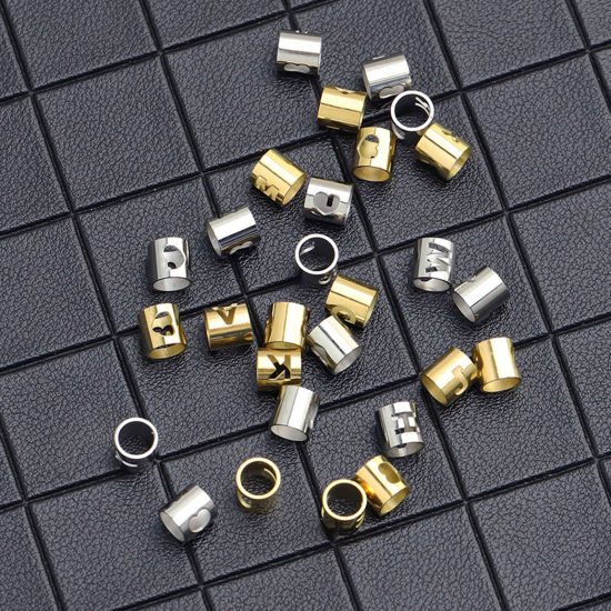 Immagine di 304 Acciaio Inossidabile Perline Cilindrico Tono Argento Lettera Maiuscola Lettere " B " 6mm x 6mm, 2 Pz