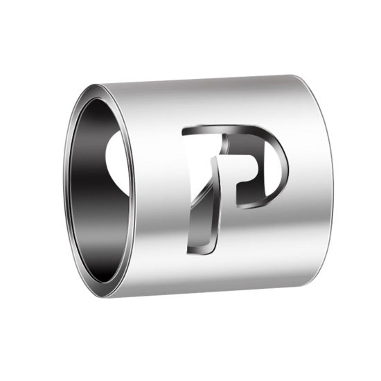 Immagine di 304 Acciaio Inossidabile Perline Cilindrico Tono Argento Lettera Maiuscola Lettere " P " 6mm x 6mm, 2 Pz