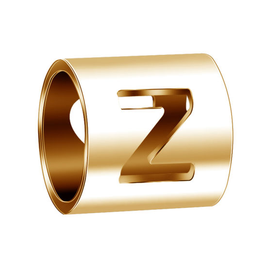 Imagen de 304 Acero Inoxidable Cuentas Cilíndrico Chapado en Oro Mayúscula Letra Mensaje " Z " 6mm x 6mm, 2 Unidades