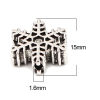 Imagen de Zamak Cuentas Copo de nieve Navidad Plata Antigua Aprox 15mm x 13mm, Agujero: Aprox 1.6mm, 30 Unidades