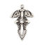 Picture of Zinc Based Alloy Pendants Cone Antique Silver Color Halloween Bat Clear Rhinestone 32mm x 19mm, 10 PCs