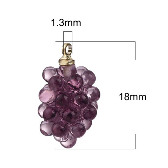 Image de Breloques en Alliage de Zinc+Résine Raisins Doré Violet 18mm x 11mm, 5 Pcs