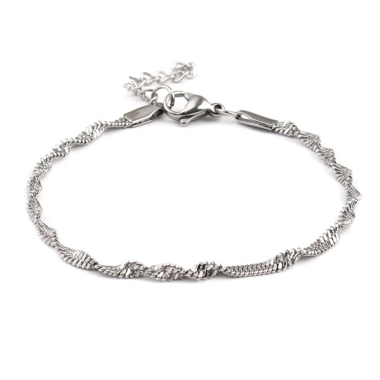 Picture of 304 Stainless Steel Stylish Bracelets Silver Tone 17cm(6 6/8") long, 1 Piece