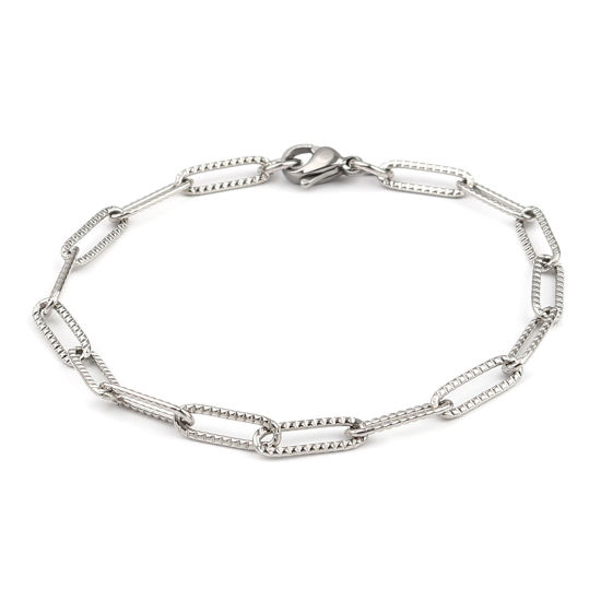 Immagine di 304 Acciaio Inossidabile Elegante Braccialetti Tono Argento 19cm Lunghezza, 1 Pz