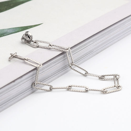 Immagine di 304 Acciaio Inossidabile Elegante Braccialetti Tono Argento 19cm Lunghezza, 1 Pz
