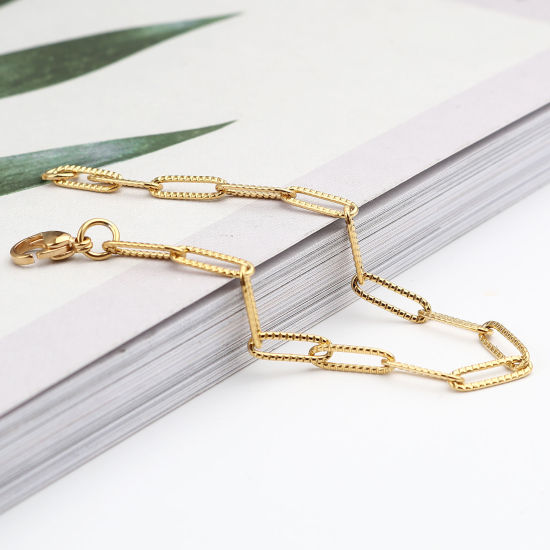 Immagine di 1 Pz Placcatura Sottovuoto 304 Acciaio Inossidabile Elegante Braccialetti Oro Placcato 19cm Lunghezza