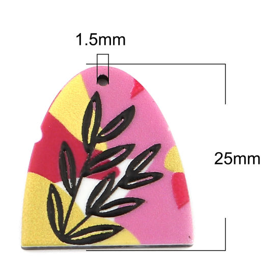 Picture of Acrylic Charms Arched Multicolor Leaf 25mm x 22mm, 5 PCs