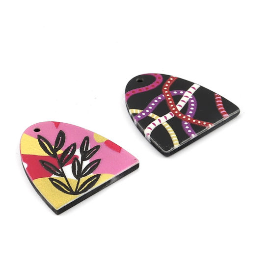 Picture of Acrylic Charms Arched Multicolor Leaf 25mm x 22mm, 5 PCs