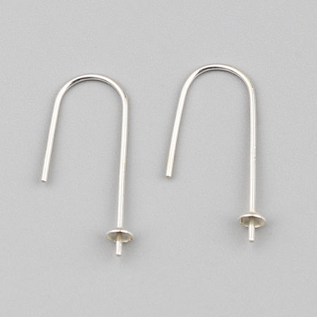Picture of Sterling Silver Ear Wire Hooks Earring Findings Findings Fish Animal Silver Color 24mm x 10mm, Post/ Wire Size: (21 gauge), 1 Gram (Approx 5-6 PCs)