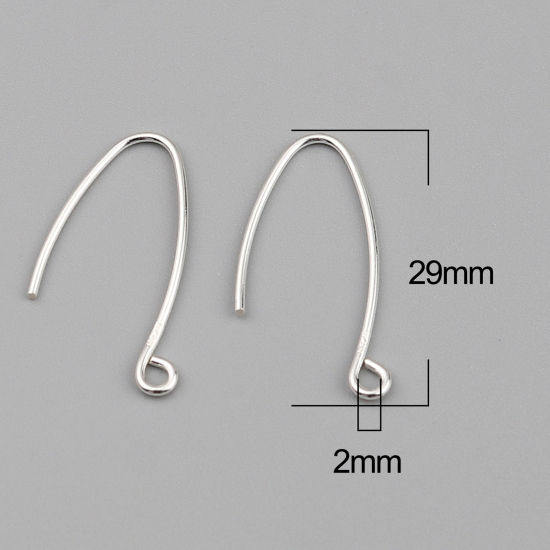 Picture of Sterling Silver Ear Wire Hooks Earring Findings Findings Question Mark Silver Color W/ Loop 29mm x 12mm, Post/ Wire Size: (19 gauge), 1 Gram (Approx 3-4 PCs)