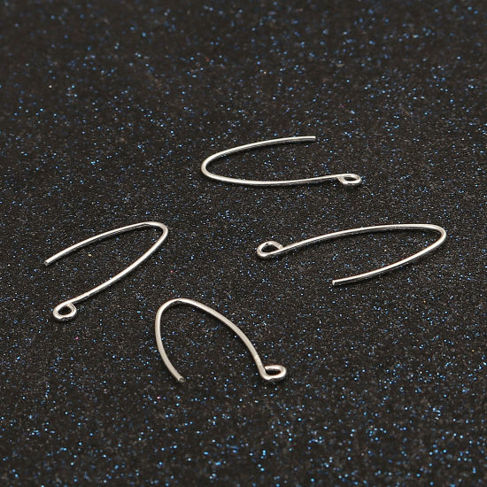 Picture of Sterling Silver Ear Wire Hooks Earring Findings Findings Question Mark Silver Color W/ Loop 29mm x 12mm, Post/ Wire Size: (19 gauge), 1 Gram (Approx 3-4 PCs)