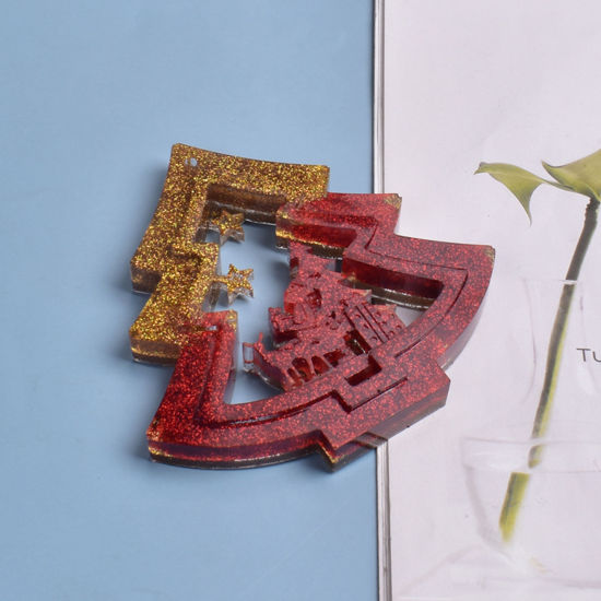 Picture of Silicone Resin Mold For Jewelry Making Christmas Tree White 11.8cm x 11.6cm, 1 Piece