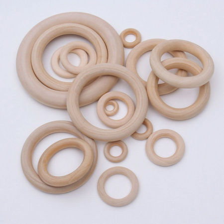 Image de 100 Pcs Connecteurs Pendentifs Breloques en Bois Naturel Beige Annulaire 20mm Dia
