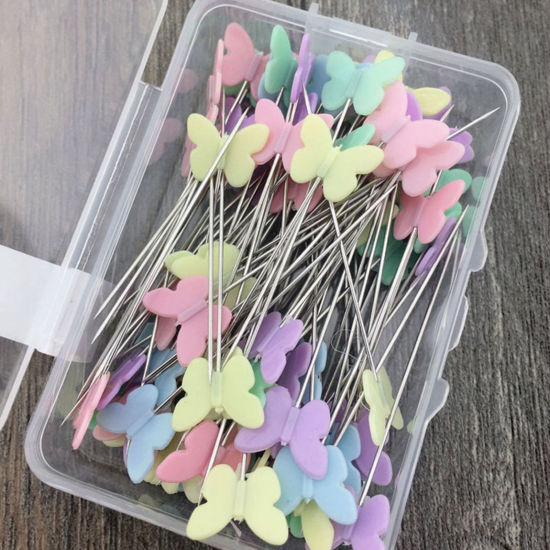 Picture of 1 Box ( 100 PCs/Box) Steel Sewing Positioning Pin Butterfly Animal At Random Color 52mm