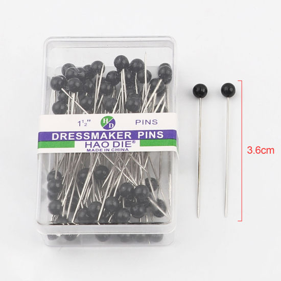 Picture of 1 Box ( 100 PCs/Box) Steel Sewing Positioning Pin Black Pearlized 36mm