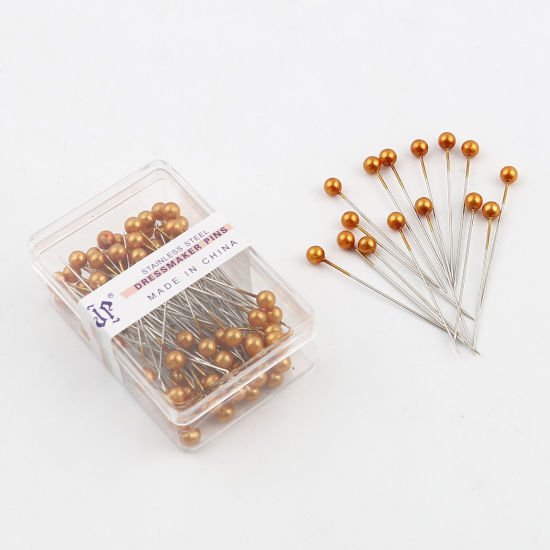 Picture of 1 Box ( 100 PCs/Box) Steel Sewing Positioning Pin Golden Pearlized 36mm