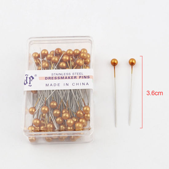 Picture of 1 Box ( 100 PCs/Box) Steel Sewing Positioning Pin Golden Pearlized 36mm