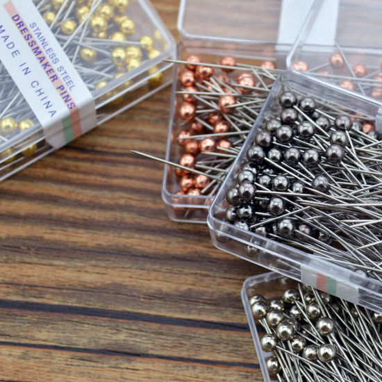 Picture of 1 Box ( 100 PCs/Box) Steel Sewing Positioning Pin Rose Gold Pearlized 38mm