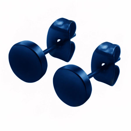 Picture of Stainless Steel Ear Post Stud Earrings Blue Round 5mm Dia., 1 Pair