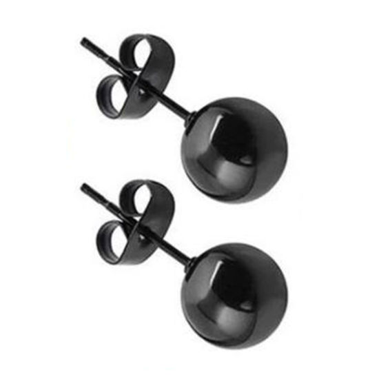 Picture of Stainless Steel Ear Post Stud Earrings Black Ball 2mm Dia., 1 Pair