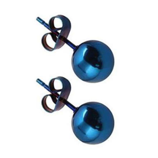 Picture of Stainless Steel Ear Post Stud Earrings Blue Ball 2mm Dia., 1 Pair