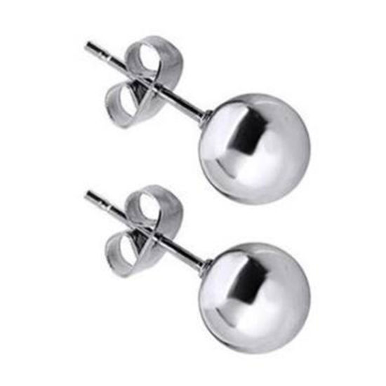 Picture of Stainless Steel Ear Post Stud Earrings Silver Tone Ball 5mm Dia., 1 Pair