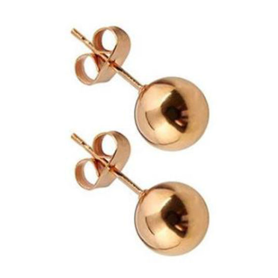 Picture of Stainless Steel Ear Post Stud Earrings Rose Gold Ball 6mm Dia., 1 Pair