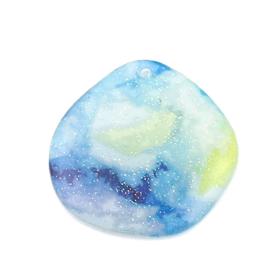 Picture of Resin Charms Irregular Round Multicolor Glitter 23mm x 23mm, 5 PCs