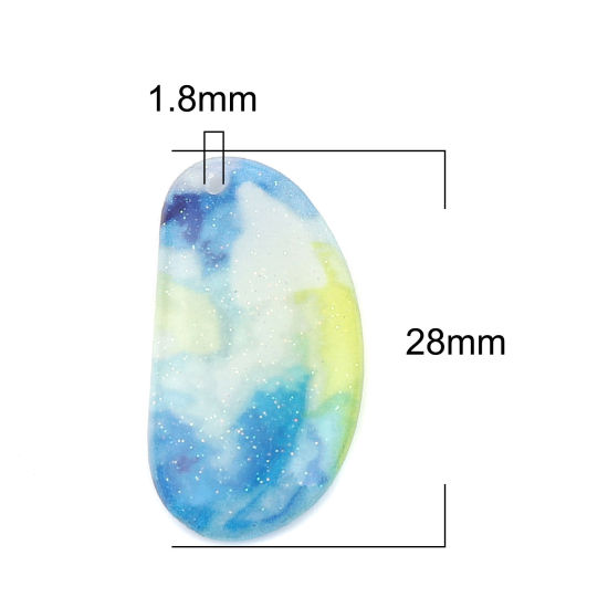 Picture of Resin Charms Oval Multicolor Glitter 28mm x 15mm, 5 PCs