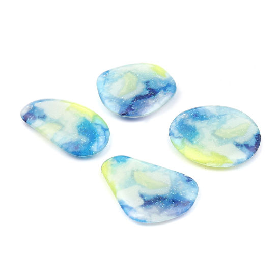 Picture of Resin Charms Oval Multicolor Glitter 28mm x 15mm, 5 PCs