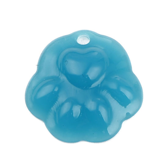 Picture of Resin Pet Memorial Charms Paw Claw Lake Blue 17mm x 17mm, 3 PCs