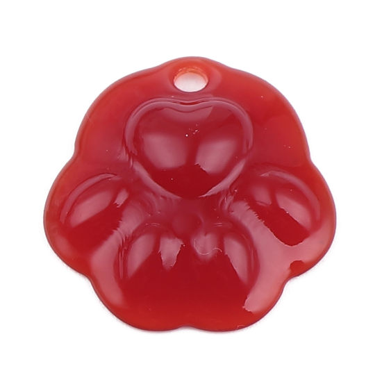 Picture of Resin Pet Memorial Charms Paw Claw Dark Red 17mm x 17mm, 3 PCs