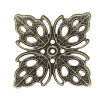 Bild von Filigran Verbinder Verzierung Quadrat Antik Bronze Blumen Hohl 26mm x 26mm, 100 Stück