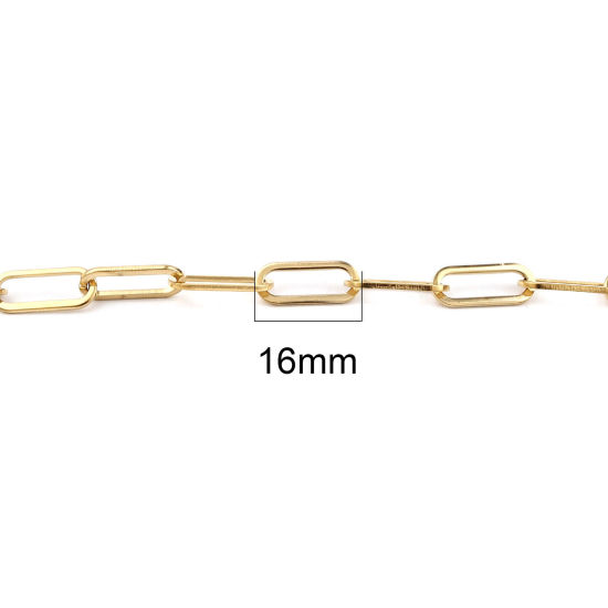 Bild von 1 Set ( 2 Stück/Set) Vakuumbeschichtung Edelstahl Schmuck Set Halskette Armband Vergoldet Oval 45cm lang, 19.6cm lang