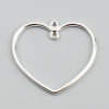 Picture of Zinc Based Alloy Connectors Heart Silver Plated 35mm x 33mm, 10 PCs