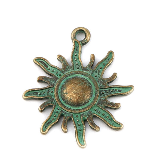 Picture of Zinc Based Alloy Patina Charms Sun Antique Bronze 26mm x 23mm, 20 PCs