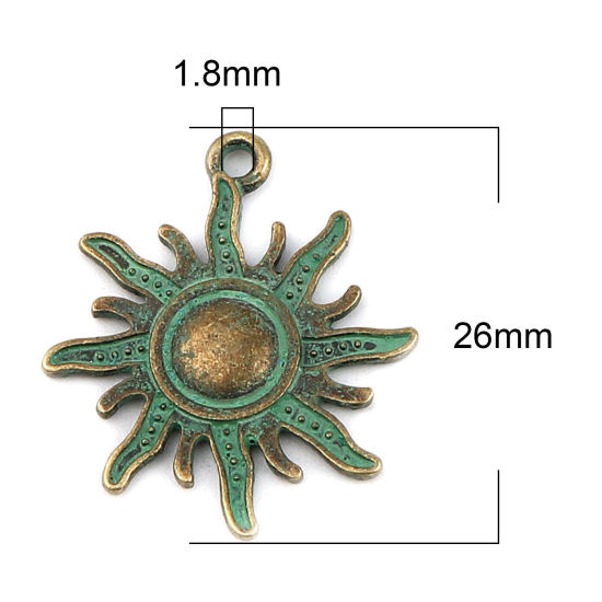 Picture of Zinc Based Alloy Patina Charms Sun Antique Bronze 26mm x 23mm, 20 PCs