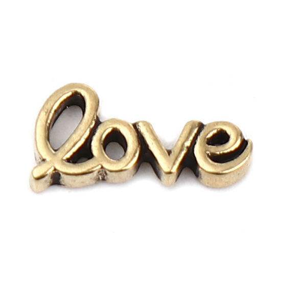 Immagine di Lega di Zinco San Valentino Charms " Love " KC Oro Placcato Antico 12mm x 6mm , 20 Pz
