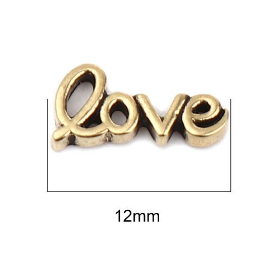 Immagine di Lega di Zinco San Valentino Charms " Love " KC Oro Placcato Antico 12mm x 6mm , 20 Pz