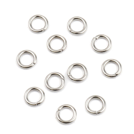 Immagine di 1000 Pz 4.5mm Dia, 0.8mm(20 misura) Acciaio Inossidabile Aperto Stile Anello di Salto Tono Argento Tondo