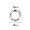 Picture of 1000 PCs 4.5mm Dia., 0.8mm(20 gauge) Stainless Steel Open Jump Rings Findings For Jewelry Making Silver Tone Round