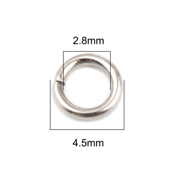 Immagine di 1000 Pz 4.5mm Dia, 0.8mm(20 misura) Acciaio Inossidabile Aperto Stile Anello di Salto Tono Argento Tondo