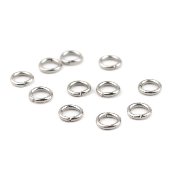 Immagine di 1000 Pz 4.5mm Dia, 0.8mm(20 misura) Acciaio Inossidabile Aperto Stile Anello di Salto Tono Argento Tondo