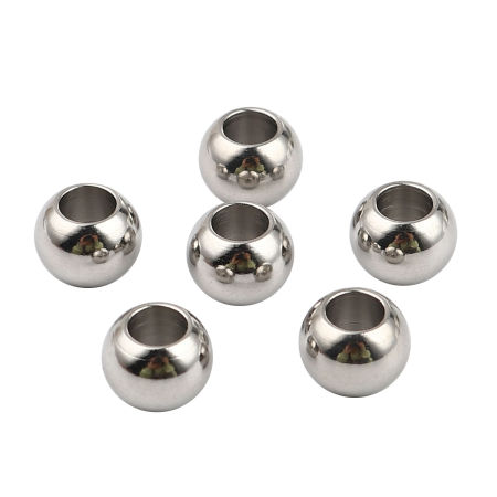 Picture of Stainless Steel Beads Round Silver Tone 10mm Dia., Hole: Approx 5mm, 20 PCs